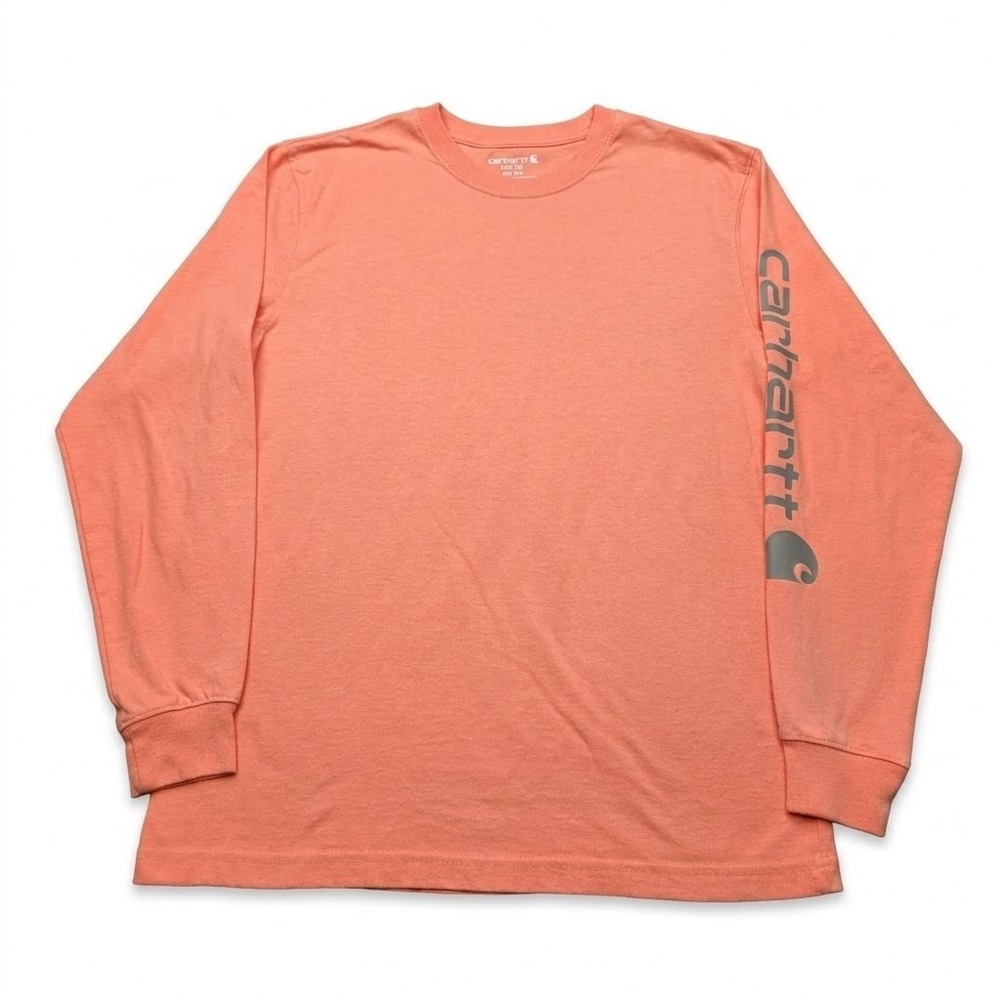 Carhartt Womens Loose Fit Long Sleeve Graphic Logo T-Shirt Coral Peach K231 S